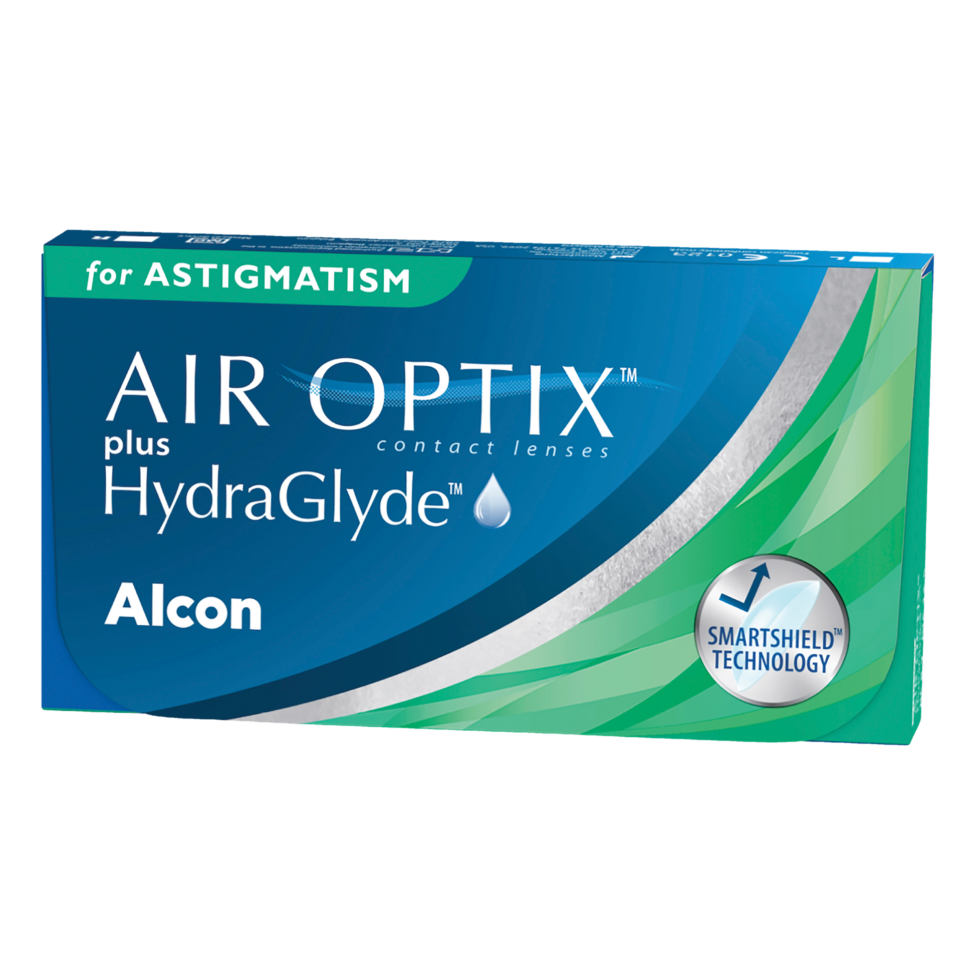 Box of Alcon Air Optix plus Hydraglyde for Astigmatism contact lenses