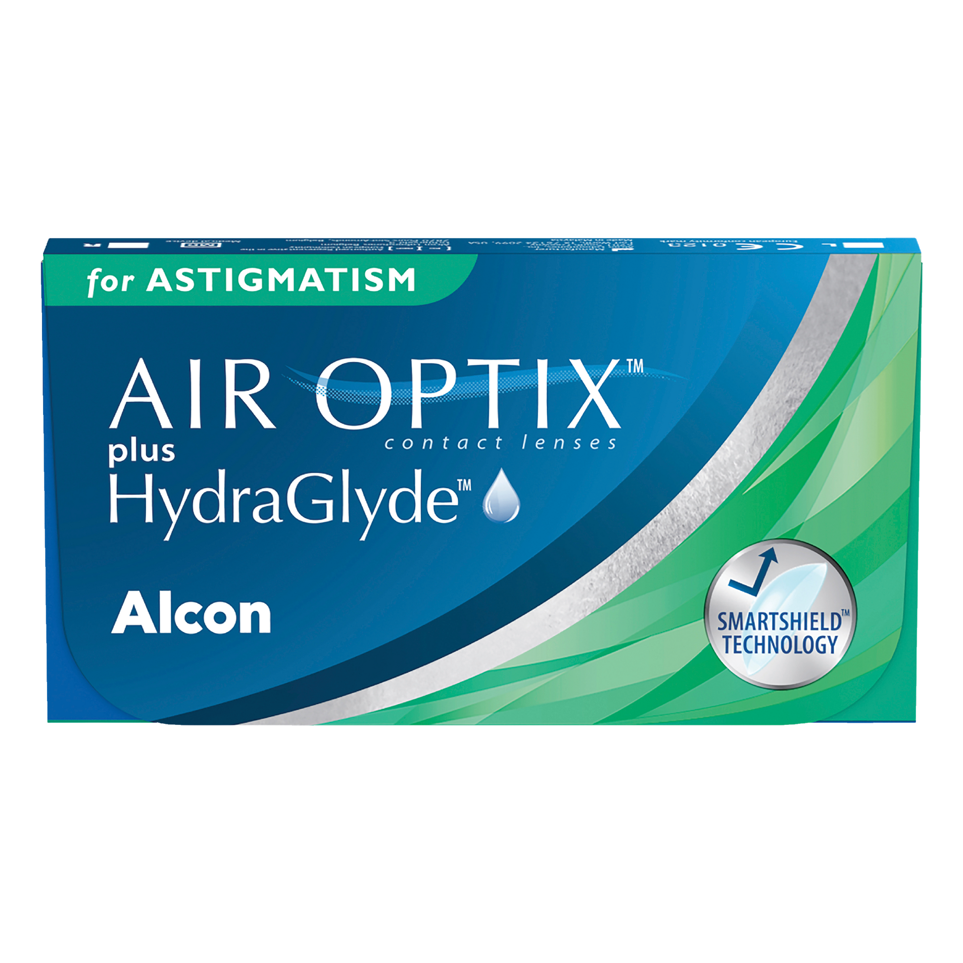 Box of Alcon Air Optix plus Hydraglyde for Astigmatism contact lenses