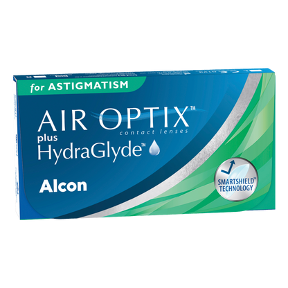 Box of Alcon Air Optix plus Hydraglyde for Astigmatism contact lenses