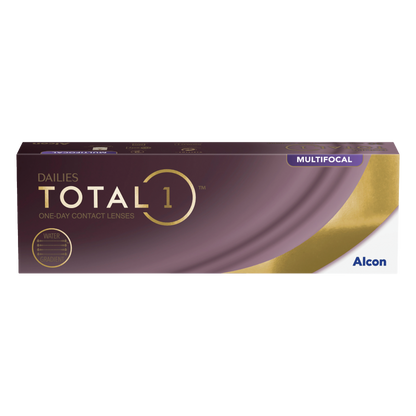 Box of Alcon Dailies Total1 multifocal contact lenses