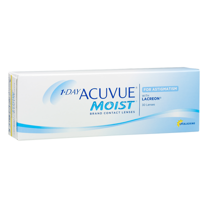 Box of J&J Acuvue Moist for Astigmatism contact lenses