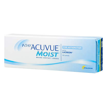 Box of J&J Acuvue Moist for Astigmatism contact lenses