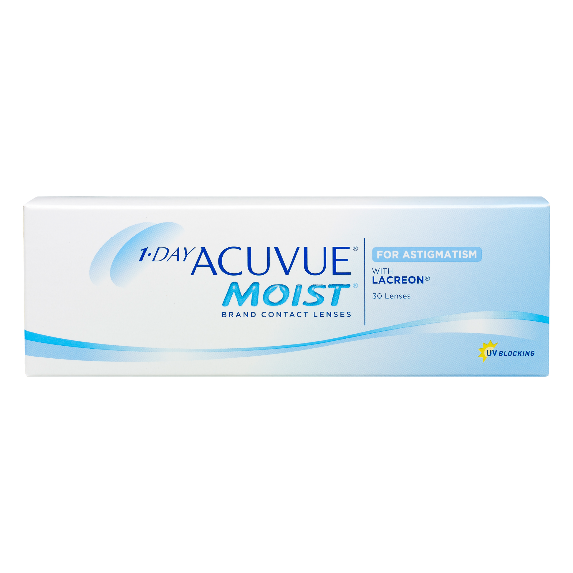 Box of J&J Acuvue Moist for Astigmatism contact lenses