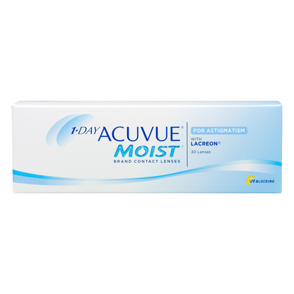 Box of J&J Acuvue Moist for Astigmatism contact lenses